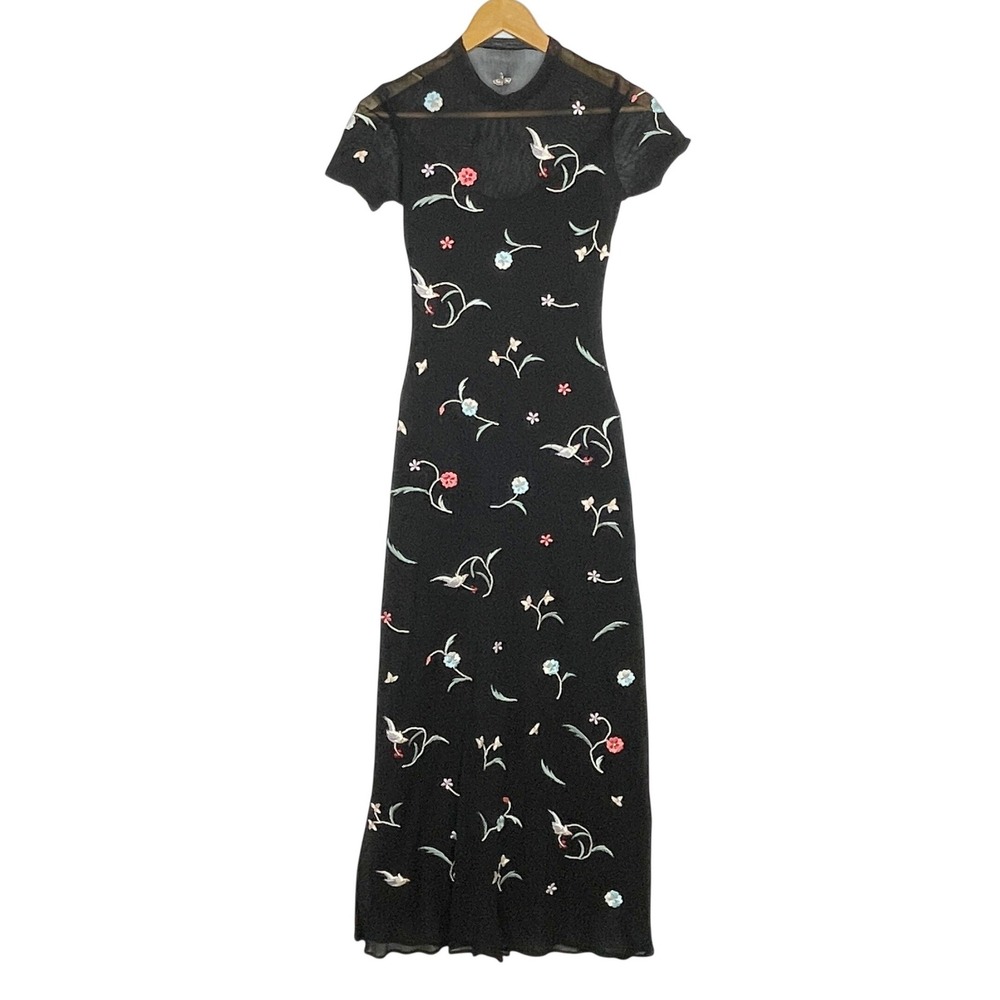 Vivienne Tam Chinoiserie Embroider Sheer Mesh Maxi Dress Size L Whimsigoth Glam